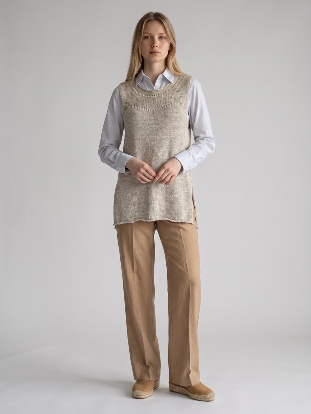 new directions Beige Knit Sleeveless Tank